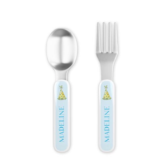 Party Hats Toddler Stainless Steel Fork and Spoon Set